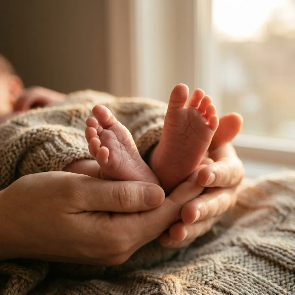 Pies de bebé recién nacido representando el cuidado integral